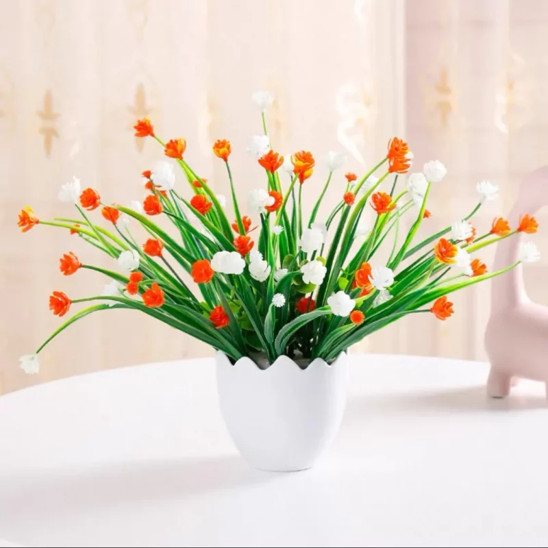 Plante de type iris des marais de qualité – Tons variés – Pot coquille d’œuf blanc