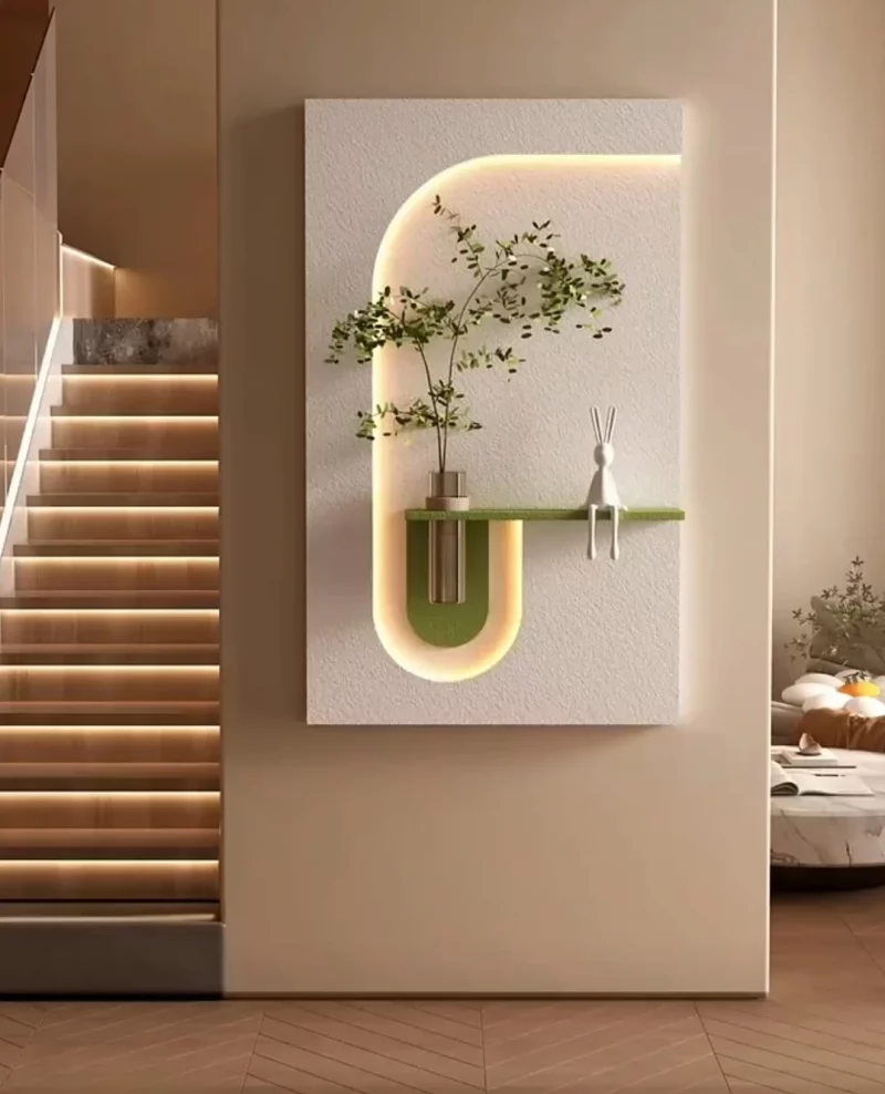 Tableau Végétal Lumineux “Clair de Lune” – Cadre LED avec vase intégré (40x70cm)