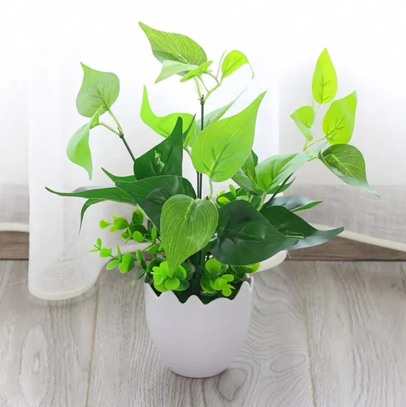 Plante verte artificielle de qualité – Coquille d’œuf et feuilles de pothos